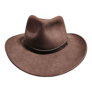 Indiana Jones Headwear Collection Small 100% Wool Brown Fedora Hat